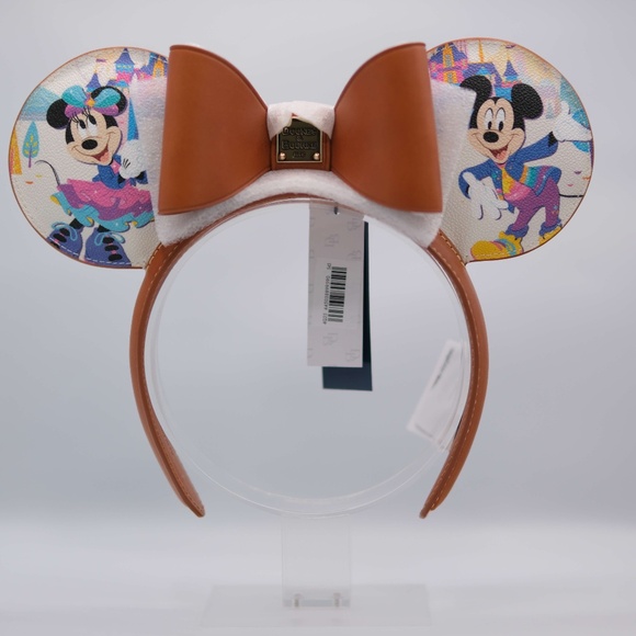Minnie & Mickey Mouse Dooney & Bourke Ear Headband –Disneyland 70th Anniversary